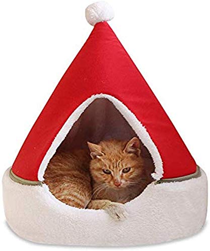 Lanbowo Katze Zelt Höhle Bett Haus Winter Warme Komfortable Dreieckig Weihnachten Haustiere Haus - Rot, Large von Lanbowo