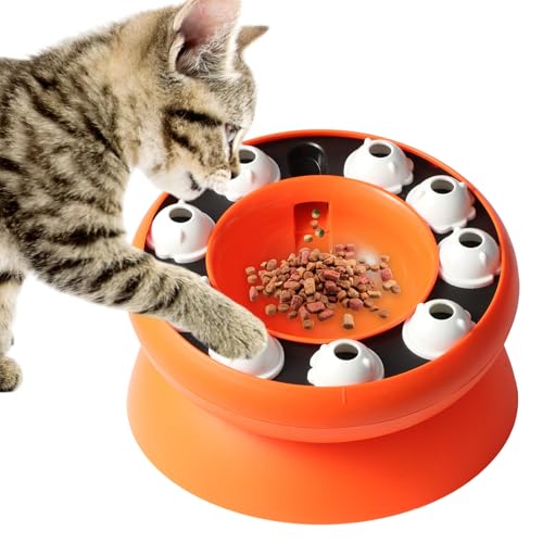 Futternapf für Katzen, Puzzle, interaktiver Futternapf für Indoor-Katzen, Leckerli-Spender, Anreicherungsspielzeug, geistige Stimulation und Langeweile (Orange) von Lanbtorn