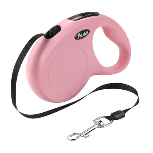 Lancardo Hundeleine Automatisch Einziehbare Leine mit 360° Anti Verwicklungs Flexibel für Training Spaziergänge für Kleine Mittelgroße Hunde rosa 5 Meter von Lancardo