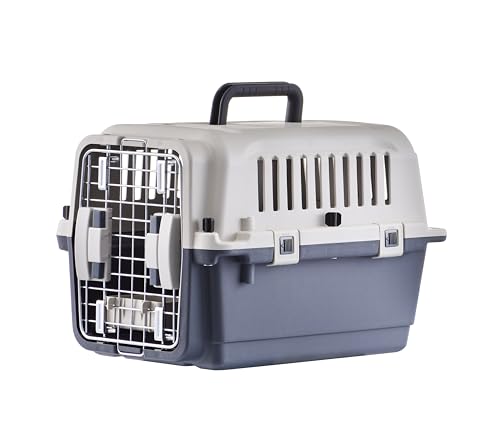 Lanco – Tragbare und atmungsaktive große Hundetrage aus Kunststoff. Haustiere Hunde und Katzen. Widerstandsfähiges Material. Maße 51x34x3 cm. Graue und weiße Farbe. von Lanco