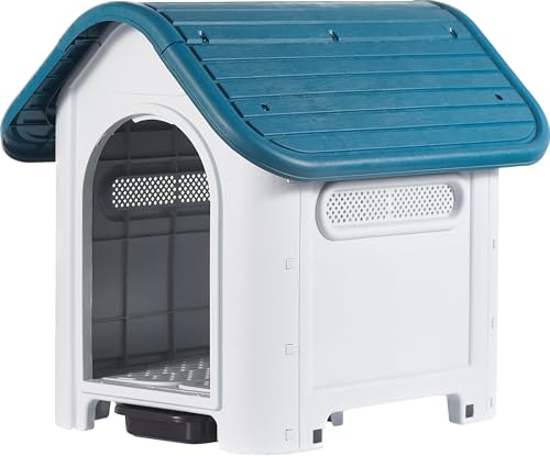 Lanco - Zwinger für kleine Hunde mit Toilette. Innen- und Außenbereich mit Belüftungsöffnungen. Widerstandsfähiges Material. 75x59x66cm. Blau und Weiß. von Lanco
