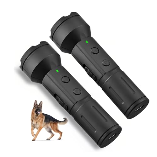Lancoon 2 Stück Ultraschall Antibell Gerät mit Flashlight Mode Anti Bellen Gerät 3 Einstellbare Frequenzen Verhaltenstraining für Kleine Mittlere große Hunde Indoor Outdoor von Lancoon