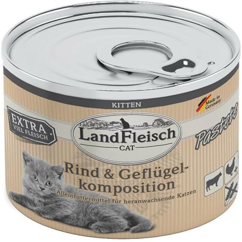 LandFleisch Cat Kitten Pastete Rind & Geflügelkomposition 195g (Menge: 6 je Bestelleinheit) von LandFleisch