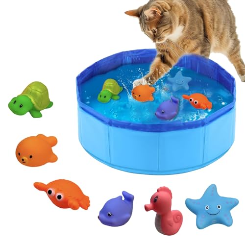 Katzenpool, Mit Fisch Wasser Spielzeug Faltbarer Pool 50x10cm Katzen Pool, Interaktives Wasserspielzeug, Tragbares Katzen Hundepool für Katzen und Hunde zum Spielen Baden Verwendet Katzenpool, Mit Fisch Wasser Spielzeug Faltbarer Pool 50x10cm Katzen Pool, Interaktives Wasserspielzeug, Tragbares Katzen Hundepool für Katzen und Hunde zum Spielen Baden Verwendet von LandReCol