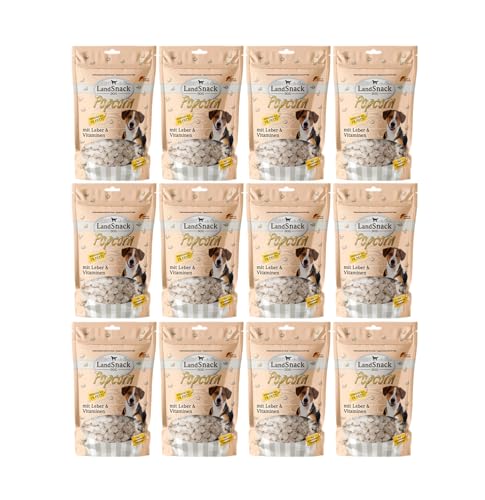 LandSnack Popcorn | der Reissnack für Hunde mit weniger als 1% Fett | Das besondere Leckerli aus Deutschland (mit Leber u. Vitaminen 12x 100g) von LandSnack Dog