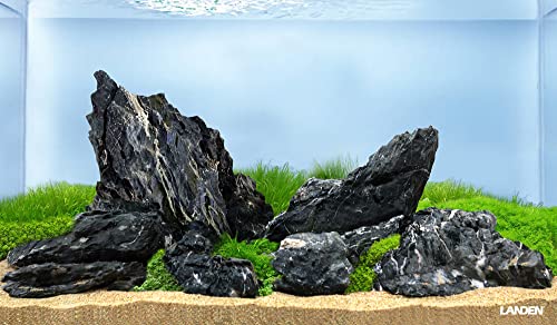 LANDEN Dark SEIRYU Steine Natursteine für Aquarium, Paludarium, Terrarien, Landschaftsbausteine, dekorative Aquariumsteine, 70 l (16,3 kg) 7,6–27,9 cm von Landen