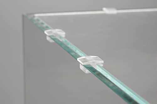 LANDEN Klare Glas-Clips für Aquarium-Glasabdeckungen, Halterung für 4 mm Glasdeckel, flaches Profil, minimalistisch, kompatibel mit randlosen Tanks aller Stärken, 12 Stück/Packung von Landen