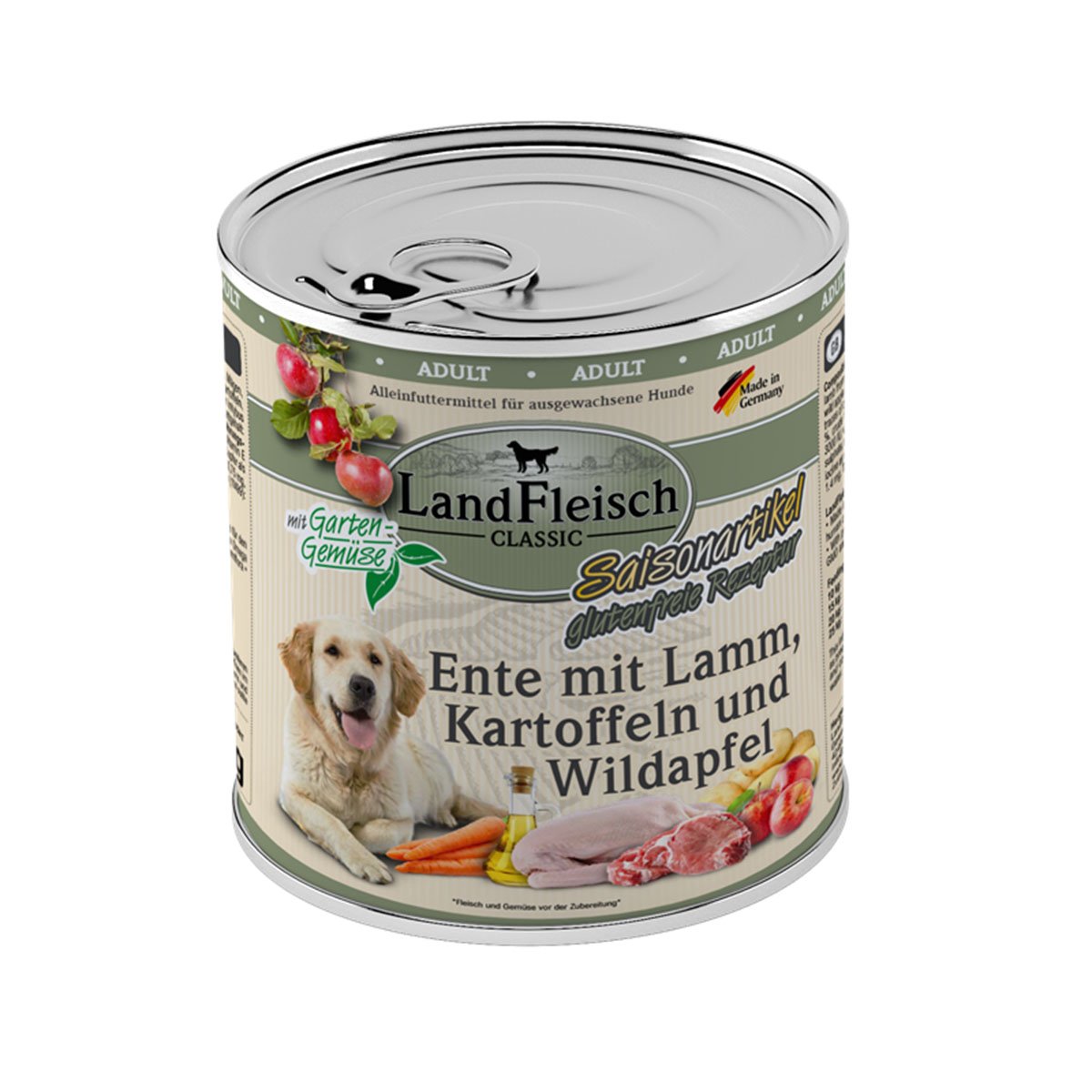 LandFleisch Dog Classic Ente mit Lamm & Wildapfel 6x800g LandFleisch Dog Classic Ente mit Lamm & Wildapfel 6x800g von Landfleisch Pur