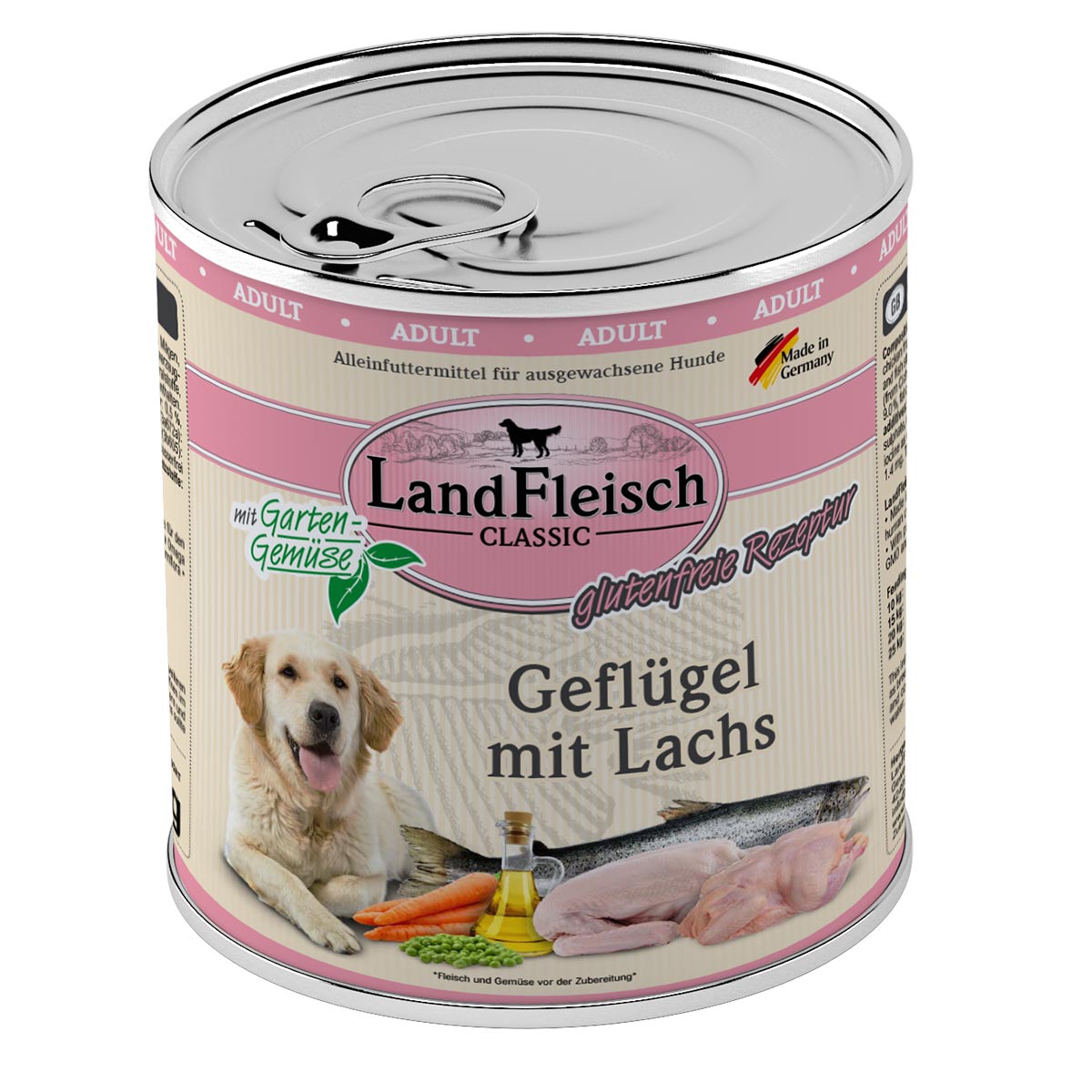 LandFleisch Dog Classic Geflügel mit Lachs 6x800g von Landfleisch Pur