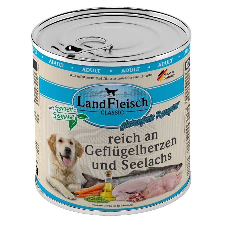 LandFleisch Dog Classic Geflügelherzen & Seelachs 6x800g von Landfleisch Pur