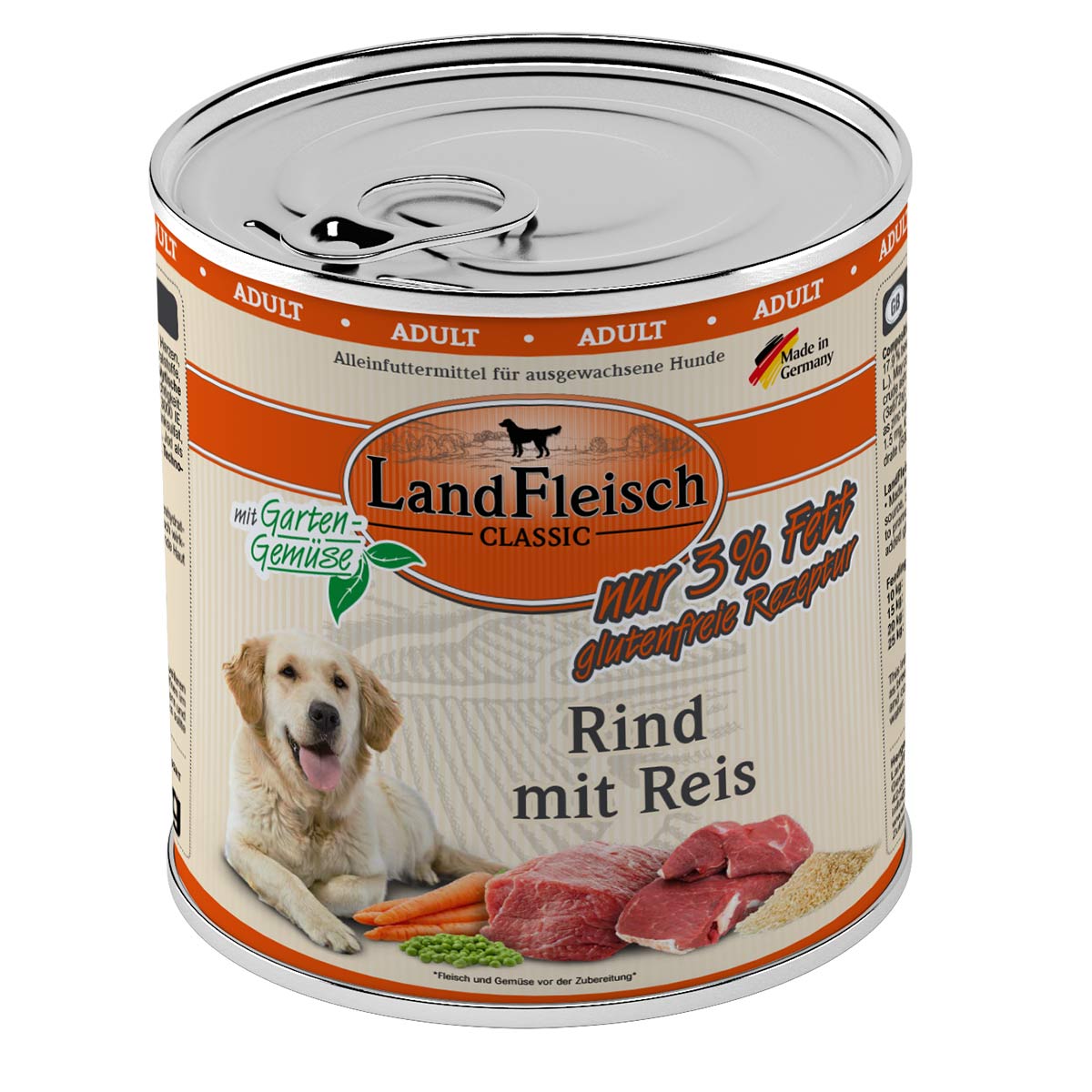 LandFleisch Dog Classic Rind mit Reis 6x800g von Landfleisch Pur