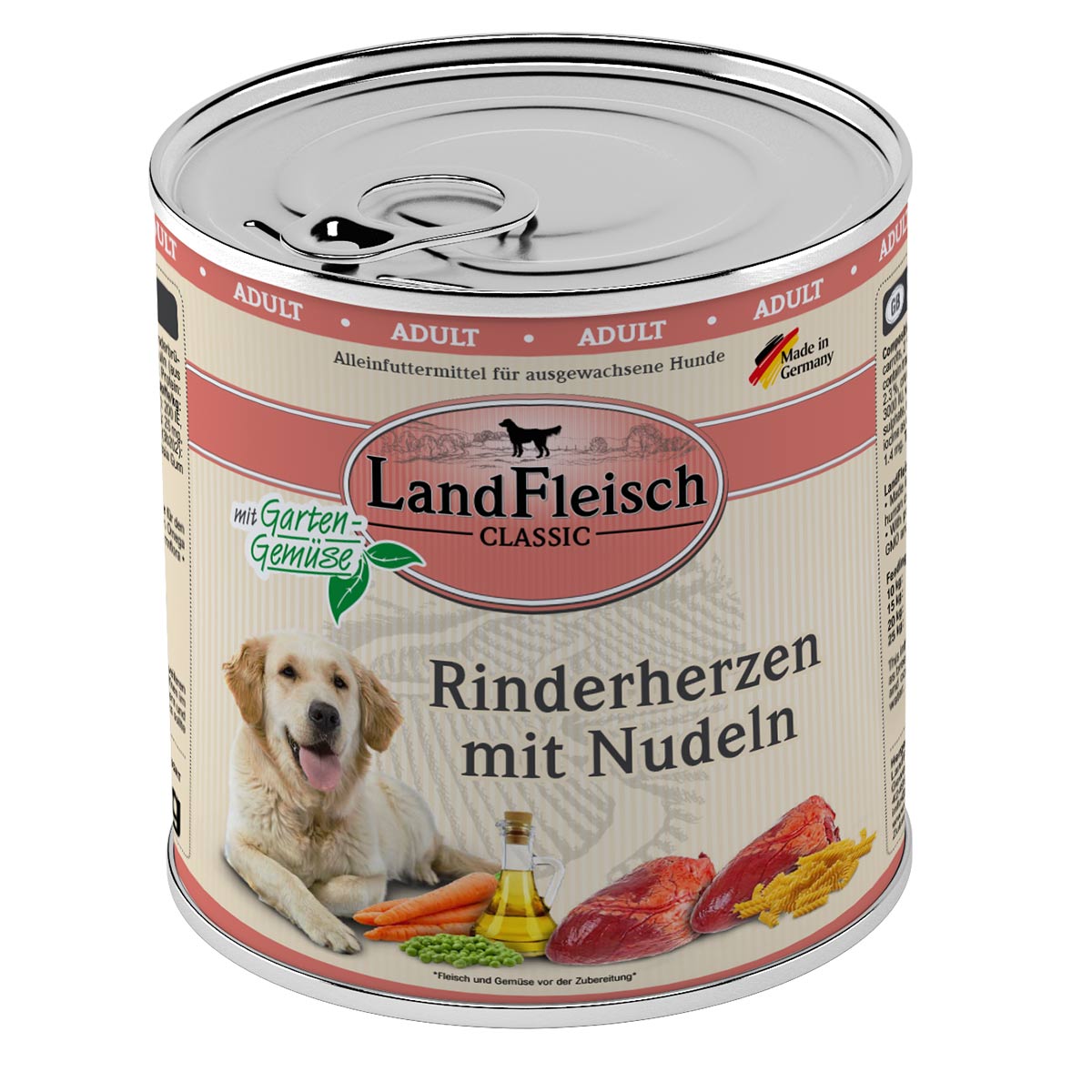 LandFleisch Dog Classic Rinderherzen mit Nudeln 6x800g von Landfleisch Pur