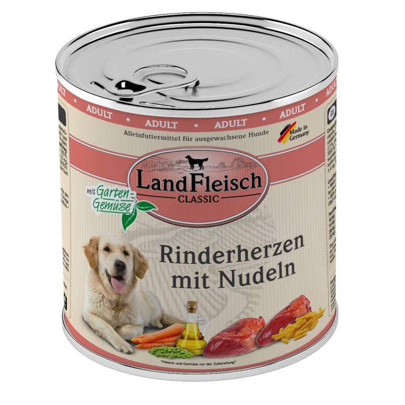 LandFleisch Dog Classic Rinderherzen mit Nudeln 6x800g von Landfleisch Pur
