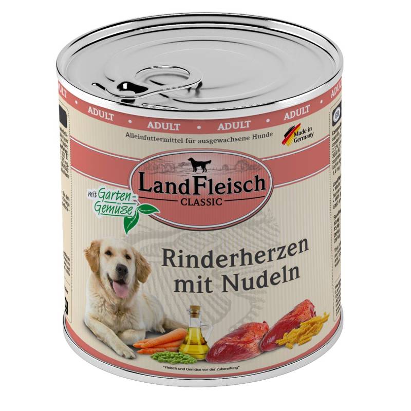 LandFleisch Dog Classic Rinderherzen mit Nudeln 6x800g von Landfleisch Pur