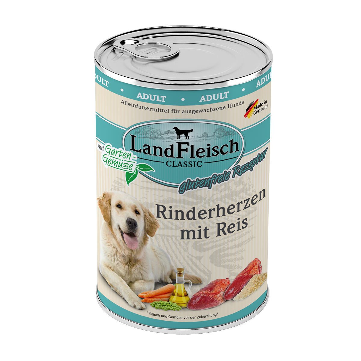 LandFleisch Dog Classic Rinderherzen mit Reis 6x400g von Landfleisch Pur