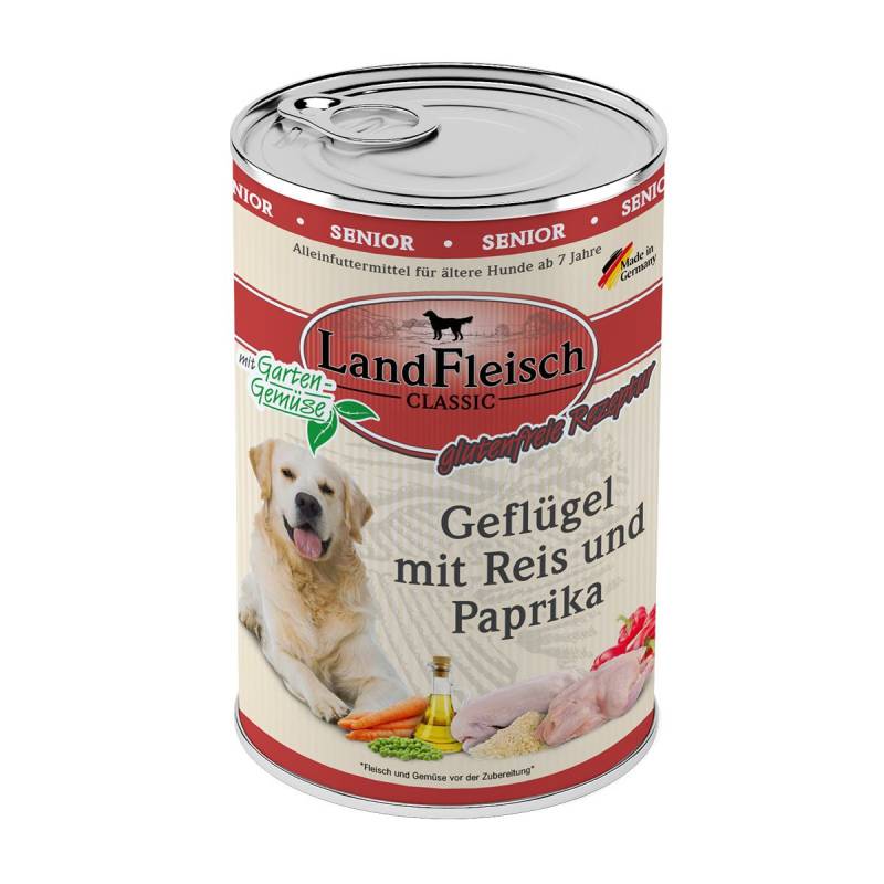 LandFleisch Dog Classic Senior Geflügel, Reis & Paprika 6x400g von Landfleisch Pur