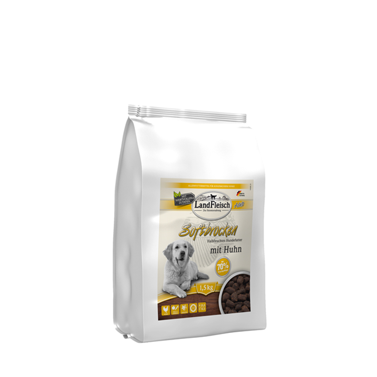 Landfleisch Dog Softbrocken mit Huhn 1,5kg Landfleisch Dog Softbrocken mit Huhn 1,5kg von Landfleisch Pur