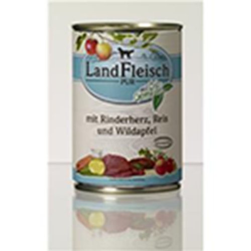 12 x Landfleisch Pur Rinderherz, Reis & Wildapfel 400g von Landfleisch