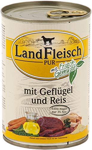 LandFleisch | Pur Geflügel & Reis extra mager | 12 x 400 g von Landfleisch