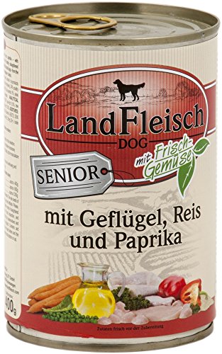 LandFleisch | Senior mit Geflügel, Reis und Paprika | 12 x 400 g von Landfleisch