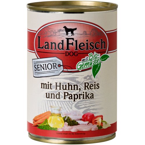 LandFleisch | Senior mit Geflügel, Reis und Paprika | 12 x 400 g von Landfleisch