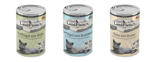 Landfleisch Cat Schlemmertopf 24 x 400g Dosen gemischt Nassfutter von Landfleisch