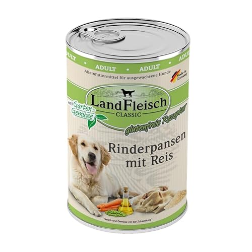 Landfleisch Classic Hundefutter 6 x 400g | Rinderpansen mit Reis | Hochwertiges Nassfutter für ausgewachsene Hunde von Landfleisch