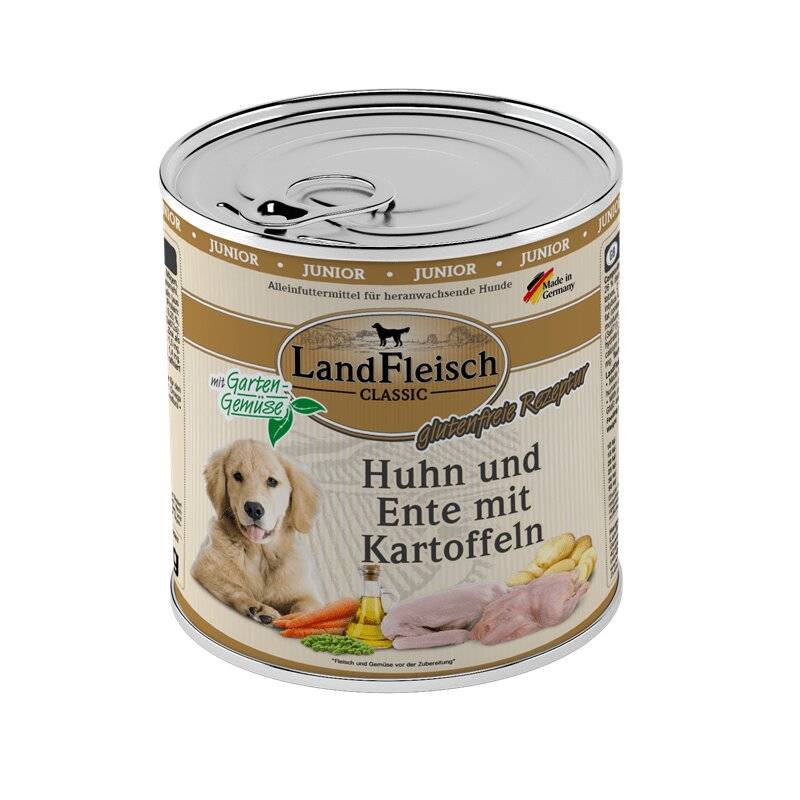 Landfleisch Dog Junior Huhn & Ente & Kartoffel - 800 g (3,19 € pro 1 kg) von Landfleisch