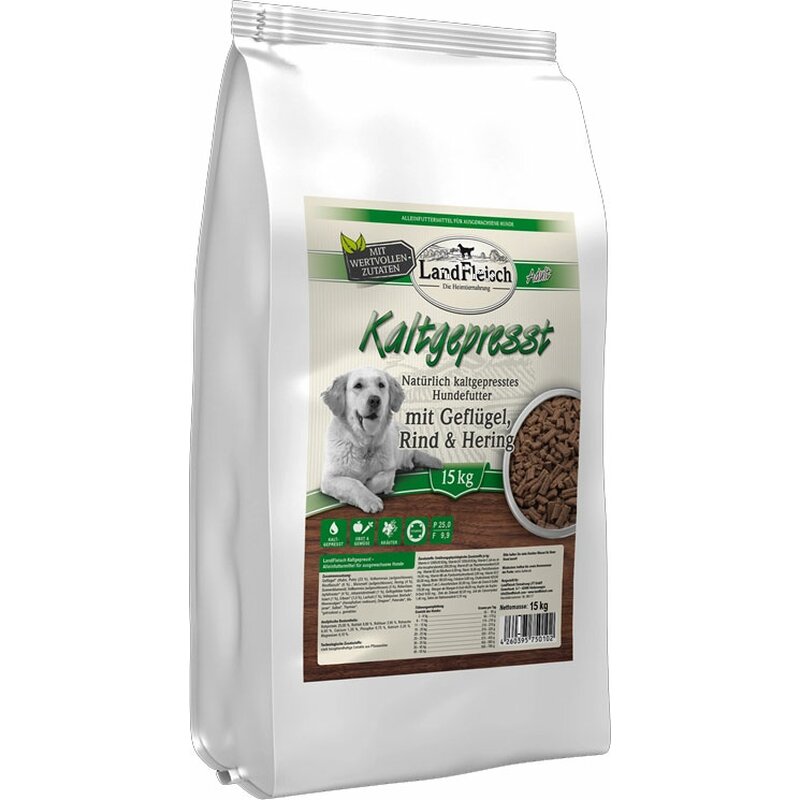 Landfleisch Dog Natur kaltgepresst 15 kg (3,20 € pro 1 kg) von Landfleisch