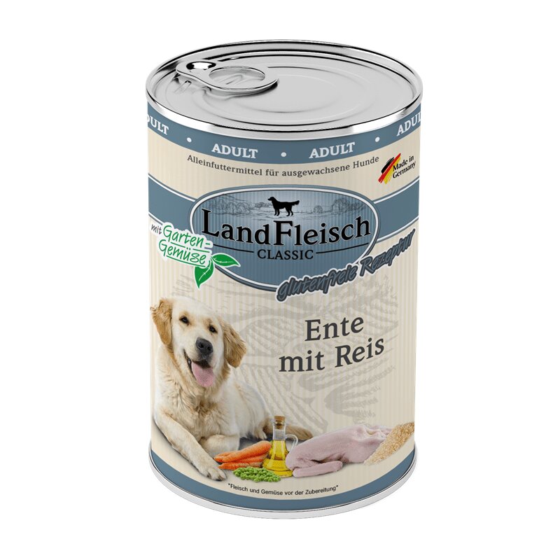 Landfleisch Dog Pur Ente & Reis - 400 g (3,60 € pro 1 kg) von Landfleisch