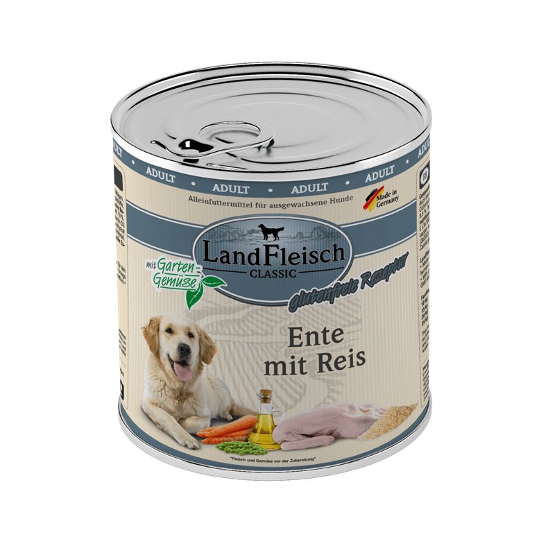 Landfleisch Dog Pur Ente & Reis - 800 g (3,19 € pro 1 kg) von Landfleisch