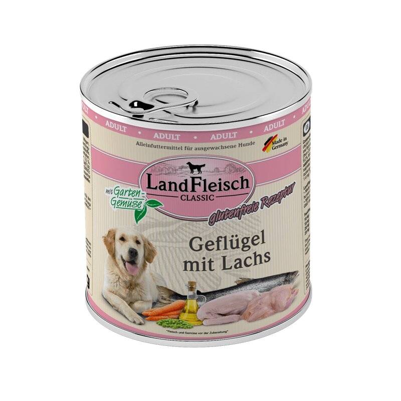 Landfleisch Dog Pur Gefl�gel & Lachs - 800 g (3,19 € pro 1 kg) von Landfleisch