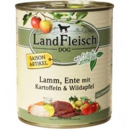 Landfleisch Dog Pur Lamm & Ente & Kartoffel | 6 x 800g Hundefutter von Landfleisch