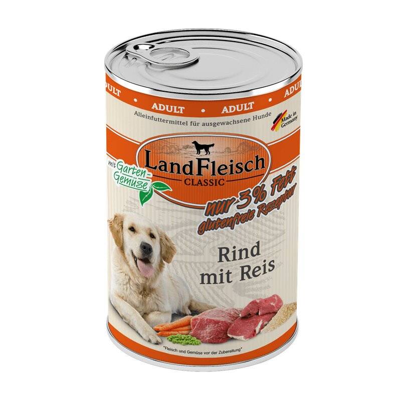 Landfleisch Dog Pur Rind & Reis extra mager 400 g (3,60 € pro 1 kg) von Landfleisch