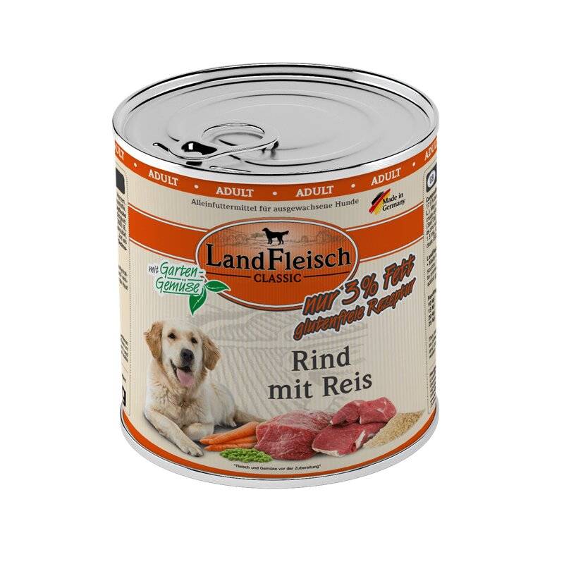 Landfleisch Dog Pur Rind & Reis extra mager 800 g (3,19 € pro 1 kg) von Landfleisch
