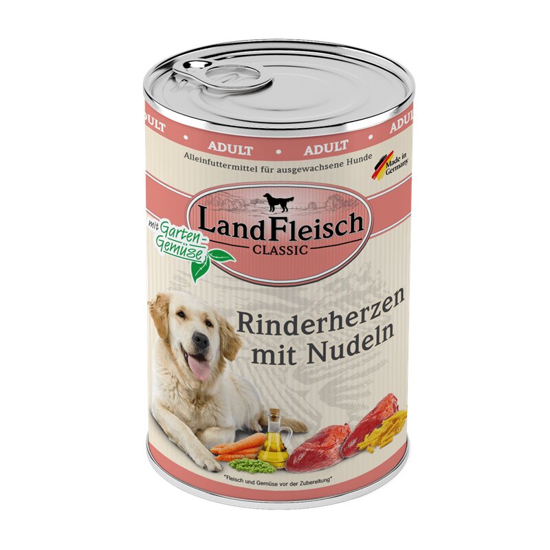 Landfleisch Dog Pur Rinderherz & Nudeln - 400 g (3,60 € pro 1 kg) von Landfleisch