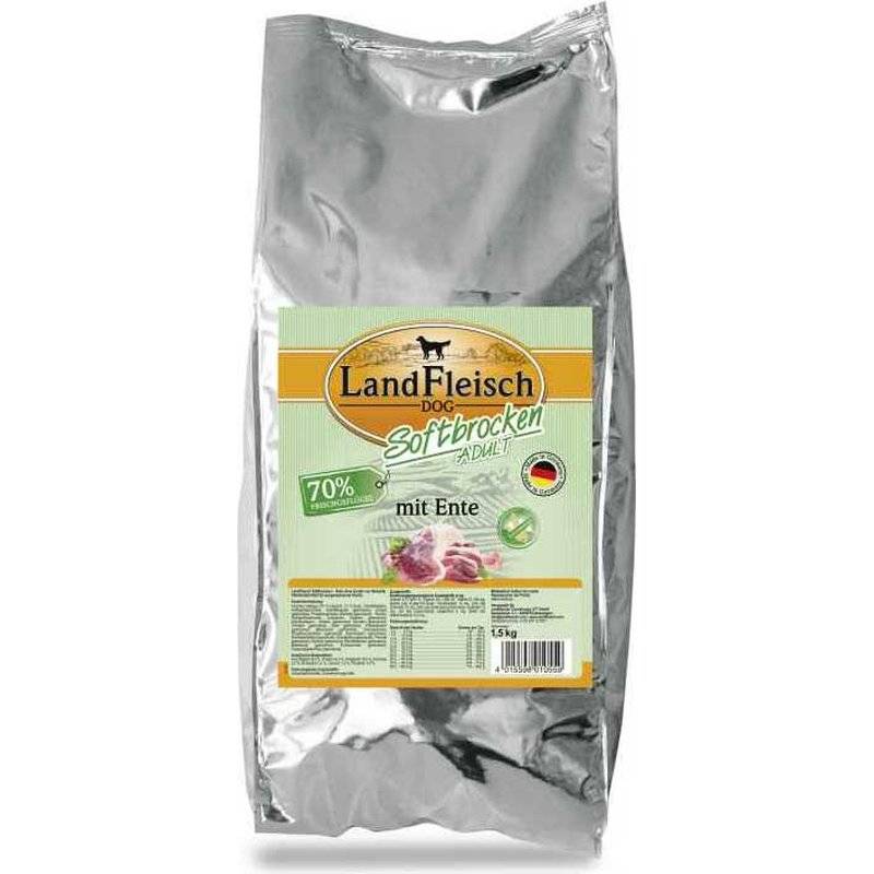 Landfleisch Dog Softbrocken mit Ente - 1,5 kg (9,97 € pro 1 kg) von Landfleisch