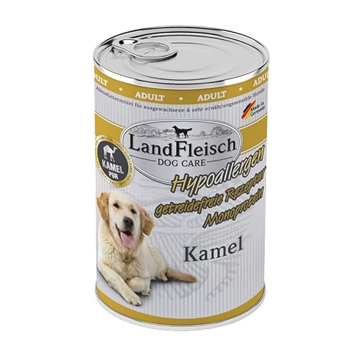 Landfleisch Hypoallergen Adult 6 x 400g Kamel | für ernährungssensible Hunde | Ohne Gluten, Zucker, GVO & Soja | Monoprotein von Landfleisch