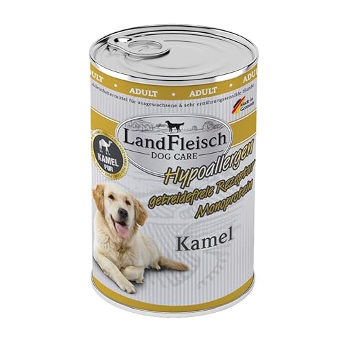 Landfleisch Hypoallergen Adult 6 x 400g Kamel | für ernährungssensible Hunde | Ohne Gluten, Zucker, GVO & Soja | Monoprotein von Landfleisch