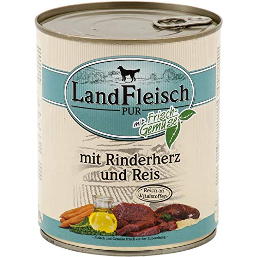 Landfleisch Pur Rinderherzen & Reis | 6x 800g Hundenassfutter von Dr. Alders