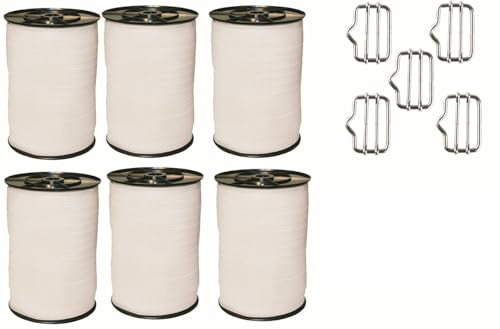 Landkaufhaus Mayer 6X Weidezaunband Weiß 40mm Rolle 200m 8x0,16 Niroleiter + 5 Bandverbinder + Warnschild von Landkaufhaus Mayer