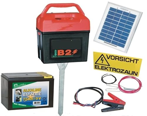Kerbl Weidezaungerät B2 9V/12V/230V inkl. Batterie und 4 Watt SOLARMODUL!!! Stark/Eco Betrieb - Alles-in-Einem-Paket für sichere Weidezäune von Kerbl