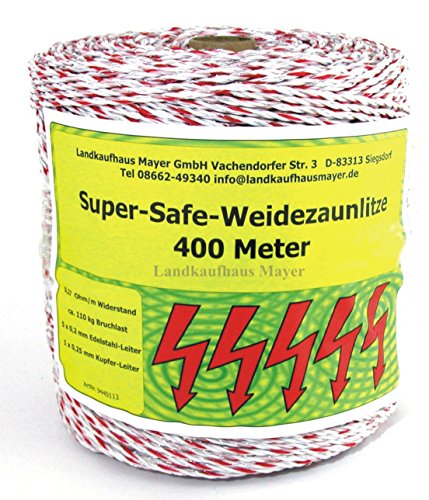Landkaufhaus Mayer Weidezaunlitze Super-Safe 400m Weiß/Rot NEU von Landkaufhaus Mayer