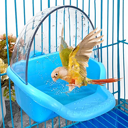 Vogel Bad Box Hängende Vogelbad Spielzeug Sittich Käfig Badewannen Papagei Badewanne Wasser Dusche Futtermittelhalter Tablett Vogelbäder für Vogelkäfige Zubehör Kleine Vögel Papageien von Lanfly