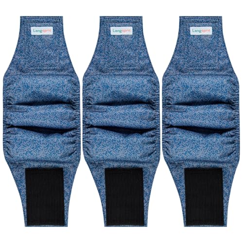 Langsprit Bauchbänder für Männer (3 Stück) – Hundewindeln für Männer – hochabsorbierende Hundewickel waschbar – wiederverwendbar, kleine Hunde, Welpen, Hunde, Jeans, Größe M von Langsprit