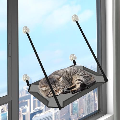 Katzen hängematte fensters | Katzen Fensterliege mit 4 Saugnapf | Verstärkte Katzenhängematte Hängebett für Haustiere | Fensterplätze Hängematte Für Große Katze in Innenräumen Katzen hängematte fensters | Katzen Fensterliege mit 4 Saugnapf | Verstärkte Katzenhängematte Hängebett für Haustiere | Fensterplätze Hängematte Für Große Katze in Innenräumen von Lanmijia