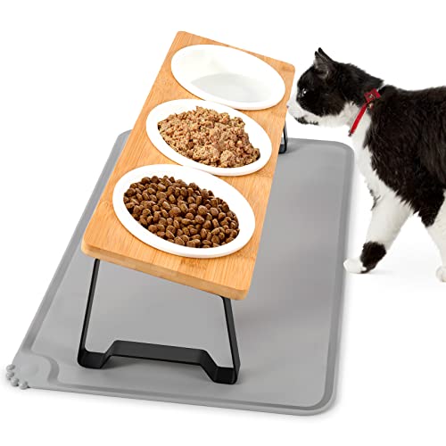 Lannvan Katzennapf Erhöht, 3er Set Futternapf Katze aus Keramik mit Napfunterlage Silikon, Ergonomischer Futterstation 15°gekippte Katzen Hundenapf,Fressnapf und Wassernapf für Katzen und kleine Hunde Lannvan Katzennapf Erhöht, 3er Set Futternapf Katze aus Keramik mit Napfunterlage Silikon, Ergonomischer Futterstation 15°gekippte Katzen Hundenapf,Fressnapf und Wassernapf für Katzen und kleine Hunde von Lannvan