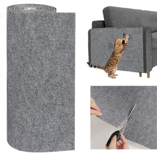 Lanswood Kratzmatte Katze (Grau, 200 * 40cm), Kratzschutz Sofa Katze, Kratzbrett Wand, Trimmbare Selbstklebende Katzenkratzmatte, Geeignet für Katzenbetten, Steppdecken und Möbel von Lanswood