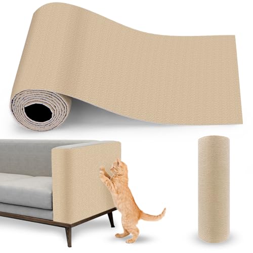 Lanswood Kratzmatte für Katzen, 40 × 200 cm, Kratzmatte für Katzen (Khaki), Sofa, Katzenkratzschutz, geeignet für Wandkratzer, Sofaecke, Teppichkratzpfosten von Lanswood