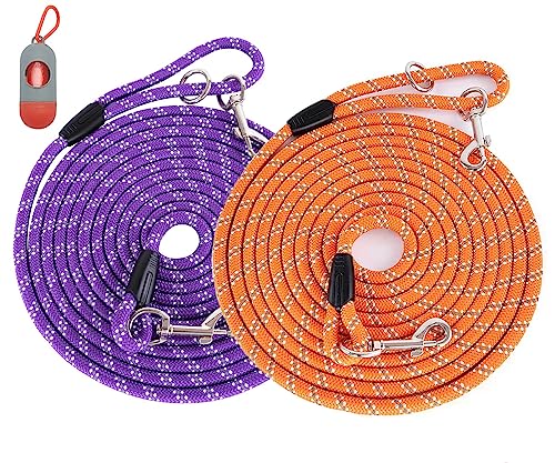Lange Hundeleine für Hundetraining, 4,5 m/9,2 m/15 m, Hundeseil-Leine mit reflektierendem Faden für große, mittelgroße und kleine Hunde, Hundeleine für Jagd, Camping und Garten, 2 Stück Lange Hundeleine für Hundetraining, 4,5 m/9,2 m/15 m, Hundeseil-Leine mit reflektierendem Faden für große, mittelgroße und kleine Hunde, Hundeleine für Jagd, Camping und Garten, 2 Stück von Lanwandeng